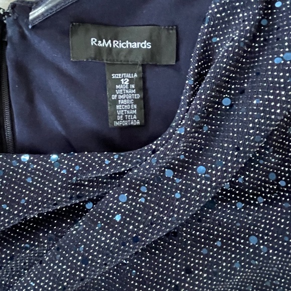 R&M Richards Navy Asymmetrical Caplet Jumpsuit. - Picture 6 of 12